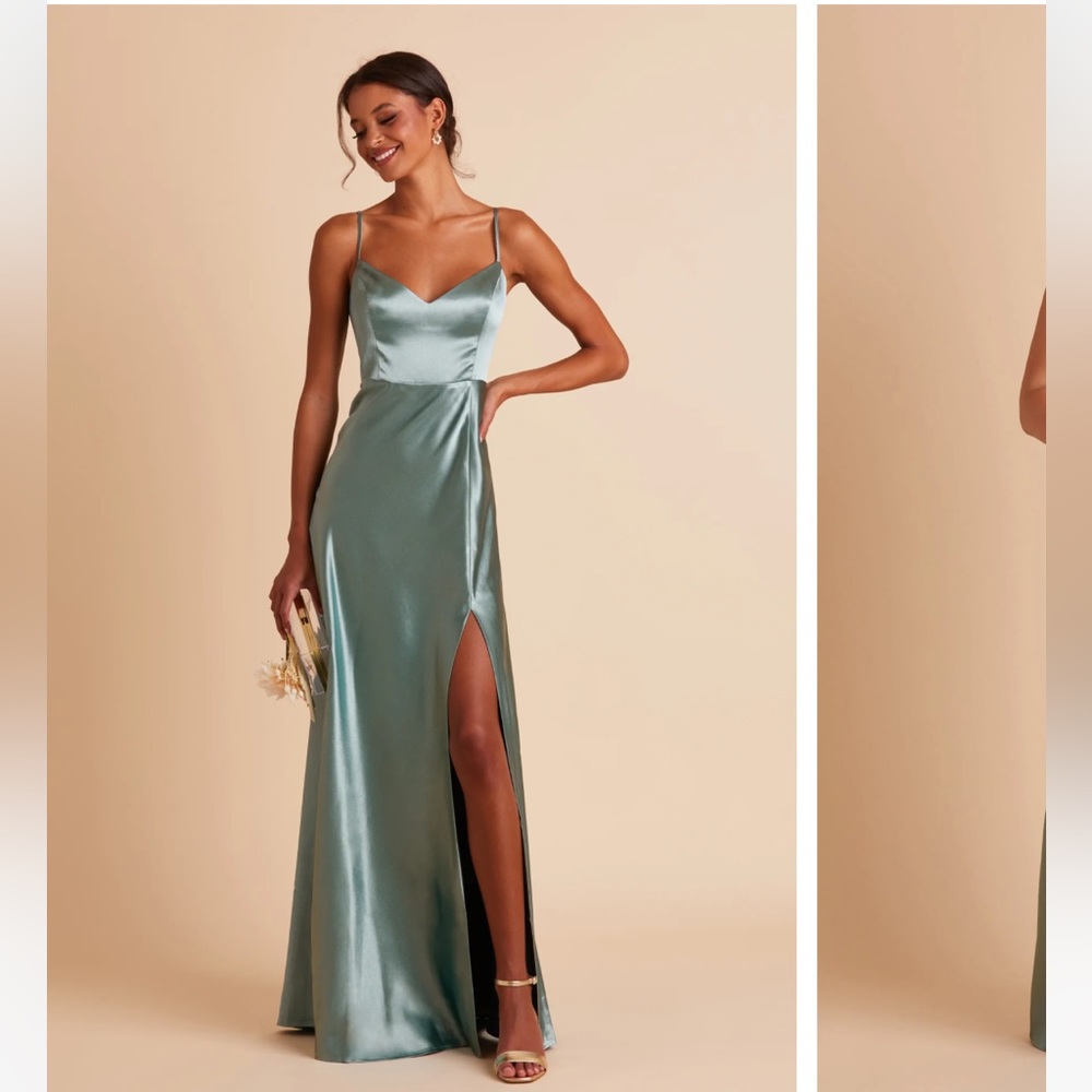 Birdy Grey JAY DRESS SHINY SATIN SEA GLASS